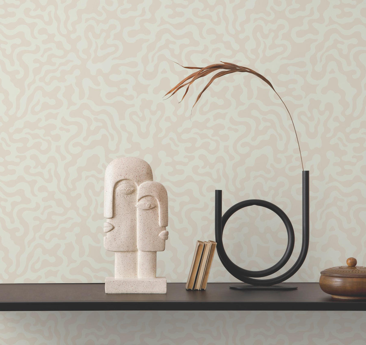 York Almond & Metallic Nebulous Cloud Beige Wallpaper