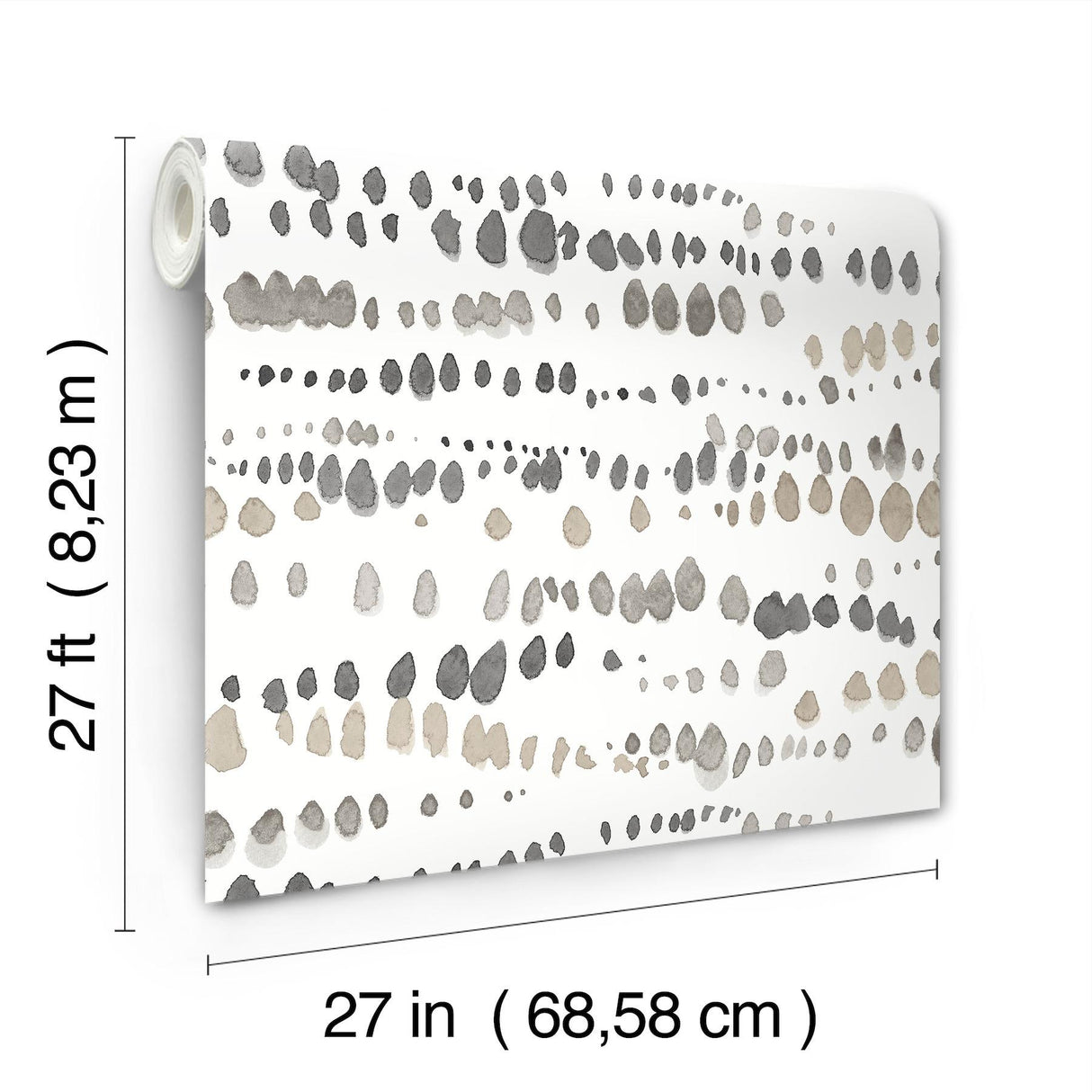 York Black & Taupe Dewdrops Black Wallpaper
