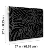 York Black Fern Fronds Black Wallpaper