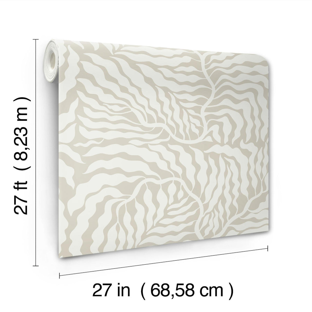 York Taupe & White Fern Fronds Beige Wallpaper