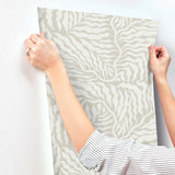 York Taupe & White Fern Fronds Beige Wallpaper