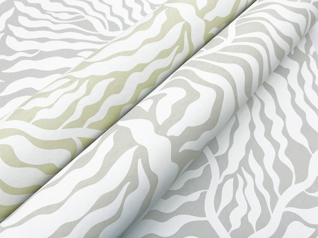 York Taupe & White Fern Fronds Beige Wallpaper