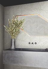 York Taupe & White Fern Fronds Beige Wallpaper