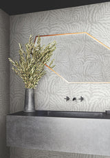York Grey & White Fern Fronds Grey Wallpaper