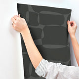 York Black & Metallic Block Black Wallpaper