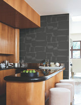 York Black & Metallic Block Black Wallpaper