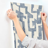 York Almond & Navy Modern Tribal Blue Wallpaper