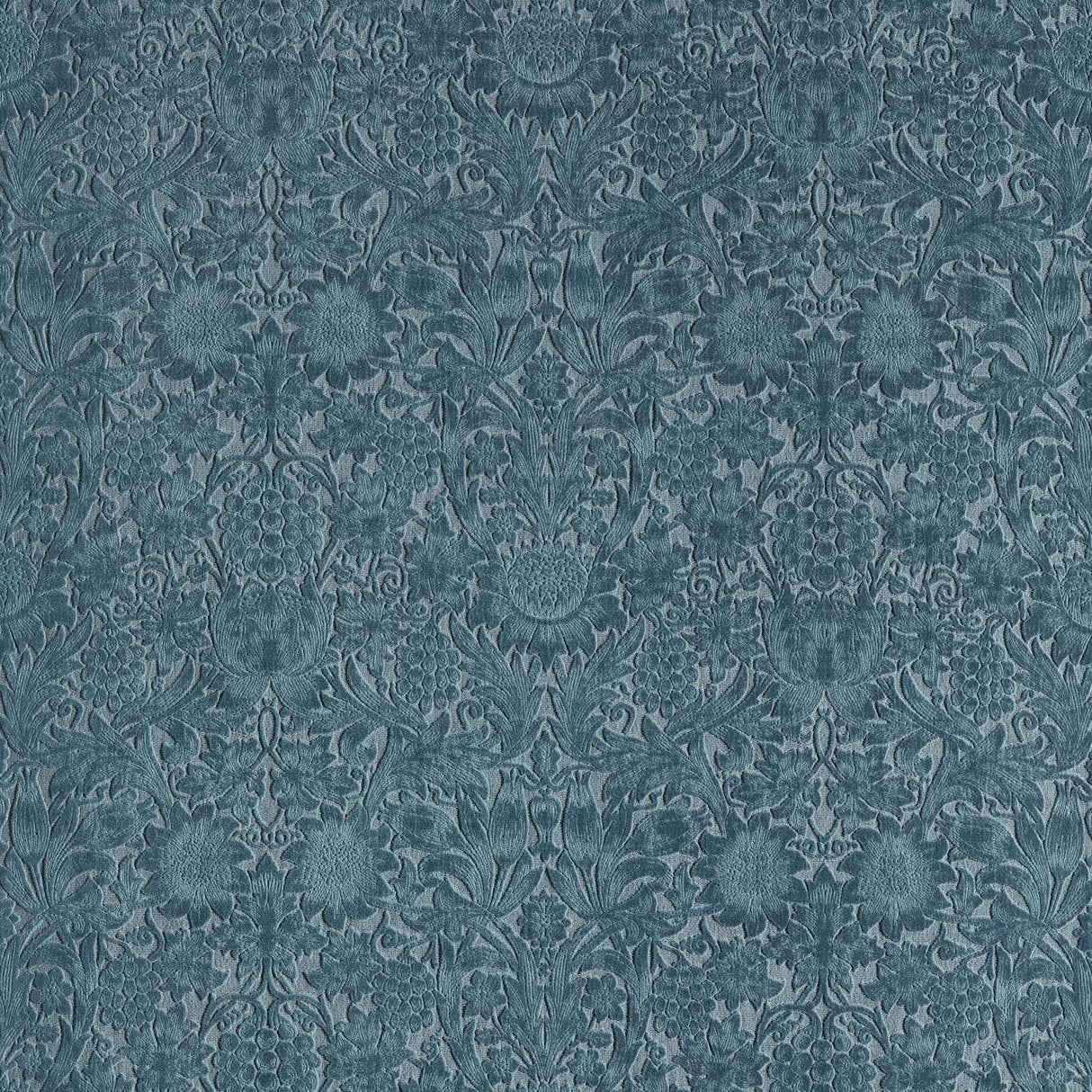 Morris & Co Sunflower Caffoy Velvet Webbs blue Fabric