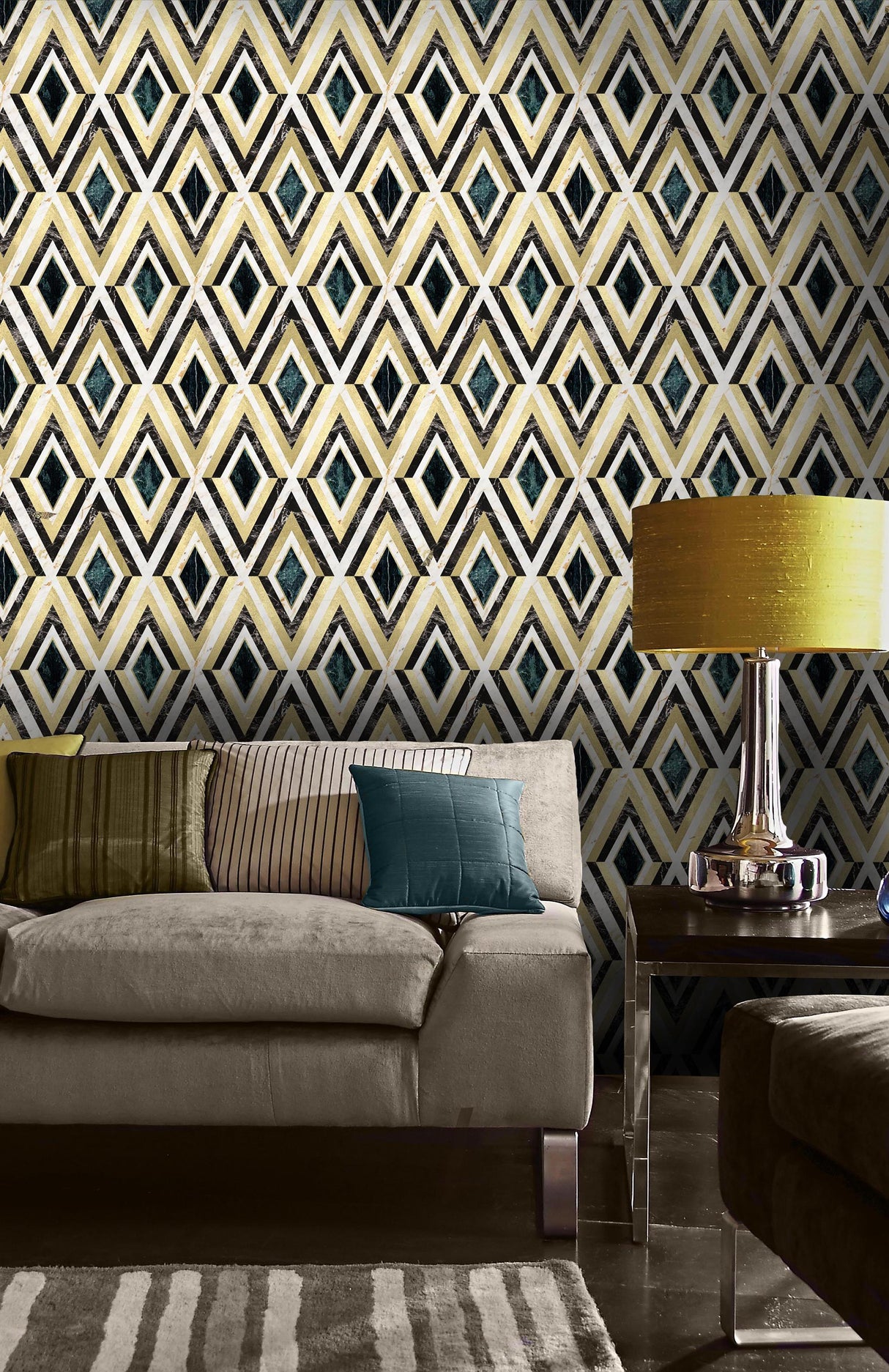 MindTheGap DIAMONDS in Brass Manhattan Metallic Edition Wallpaper