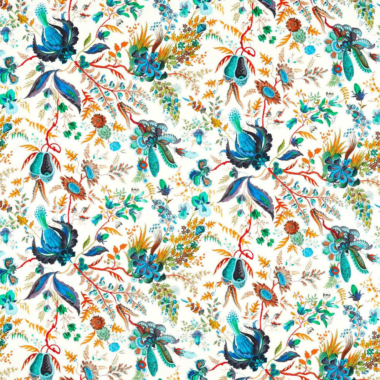 Harlequin Wonderland Floral Lapis/Emerald/Carnelian Fabric