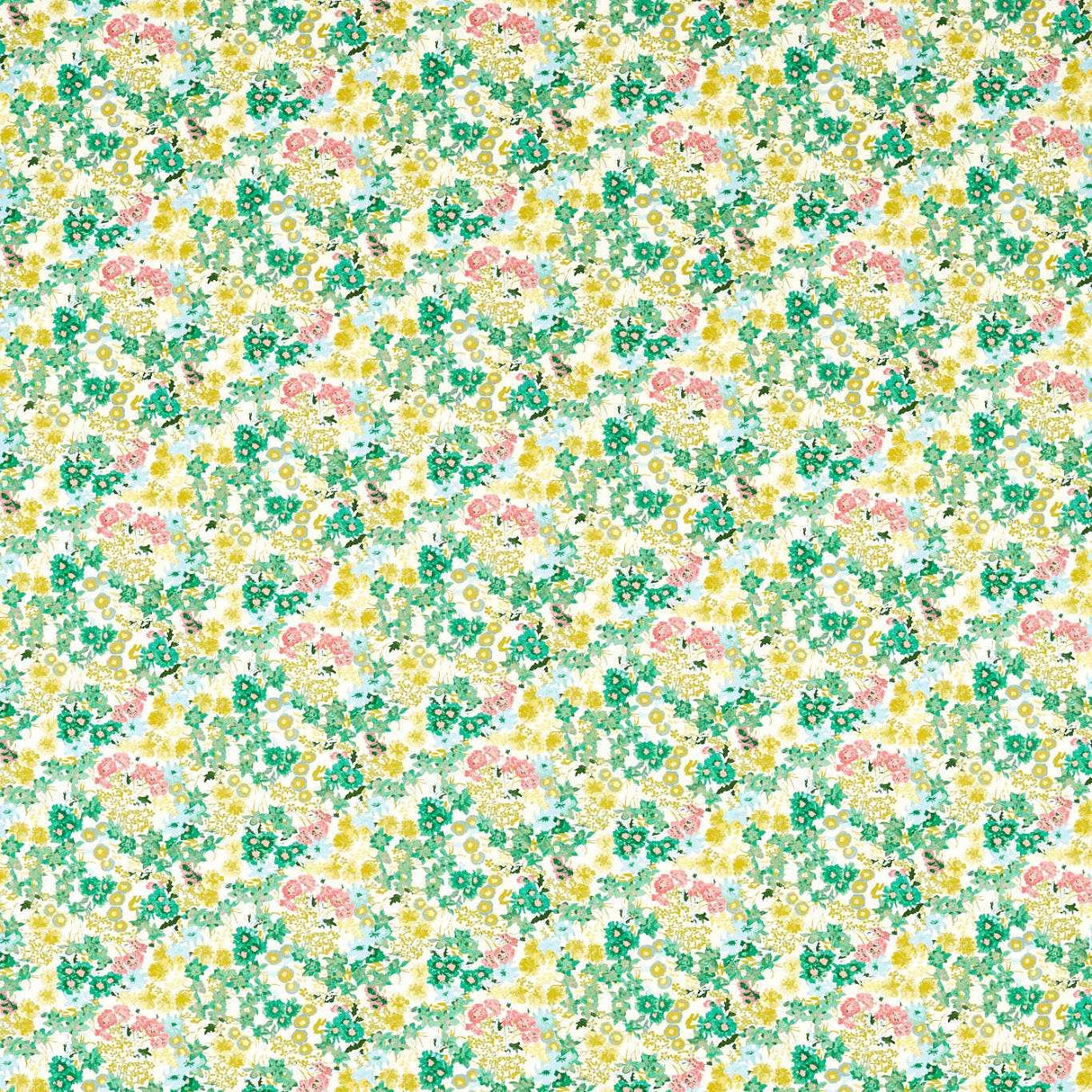 Harlequin Wildflower Meadow Rose/Emerald/Peridot Fabric