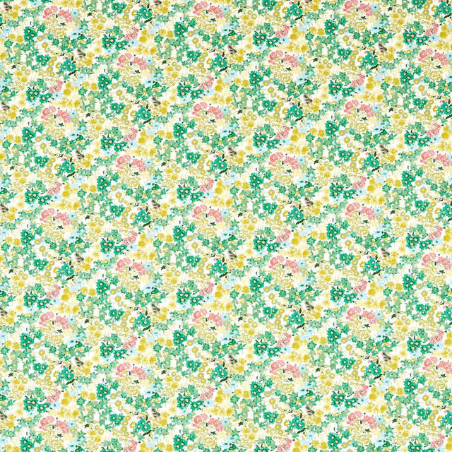 Harlequin Wildflower Meadow Rose/Emerald/Peridot Fabric