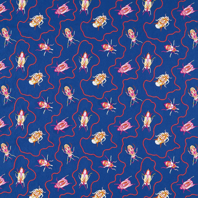 Harlequin Jewel Beetles Lapis Fabric
