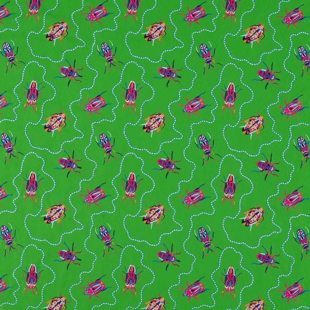 Harlequin Jewel Beetles Emerald Fabric