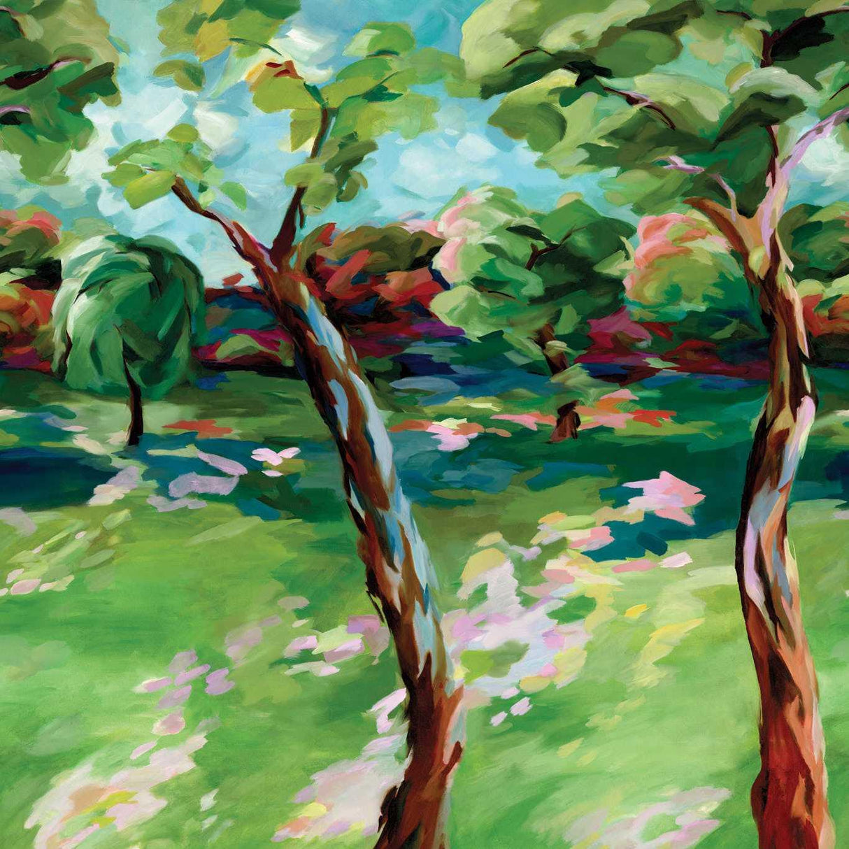 Harlequin In the Woods Sky/Emerald/Carnelian Wallpaper