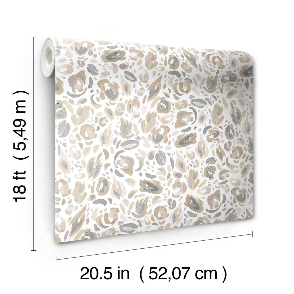 RoomMates Neutral Brushstroke Leopard Peel & Stick Neutral Wallpaper