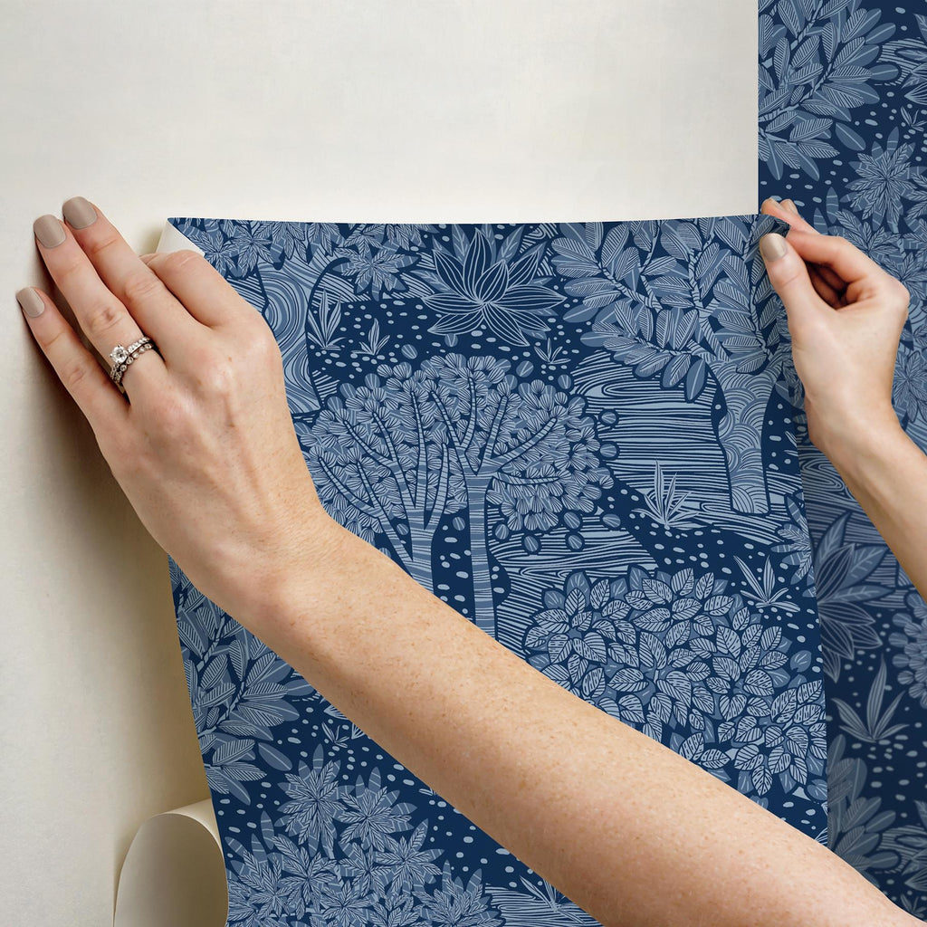 RoomMates Perth Navy Peel & Stick Blue Wallpaper