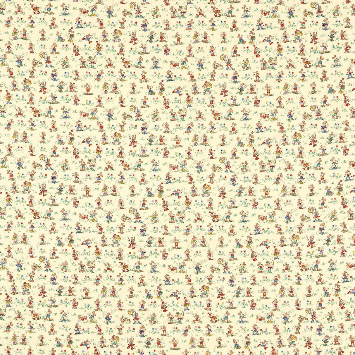 Sanderson Mickey & Minnie Rhubarb & Custard Fabric