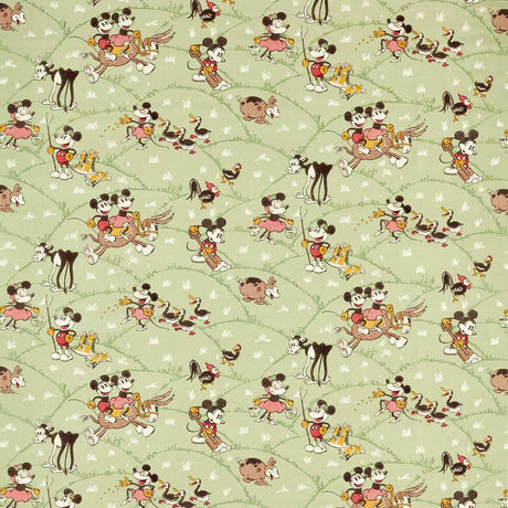 Sanderson Mickey At the Farm Macaron Green Fabric