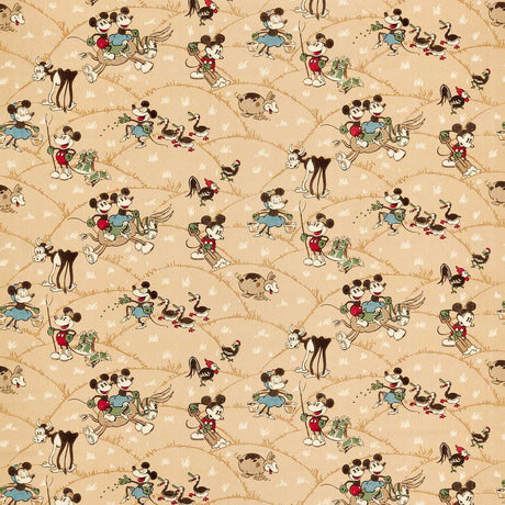 Sanderson Mickey At the Farm Butterscotch Fabric