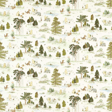 Sanderson Winnie the Pooh Macaron Green Fabric