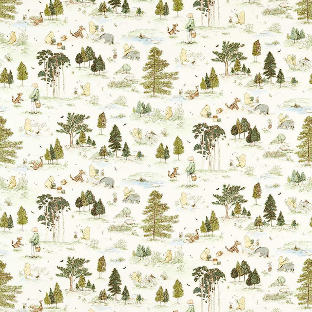 Sanderson Winnie the Pooh Macaron Green Fabric