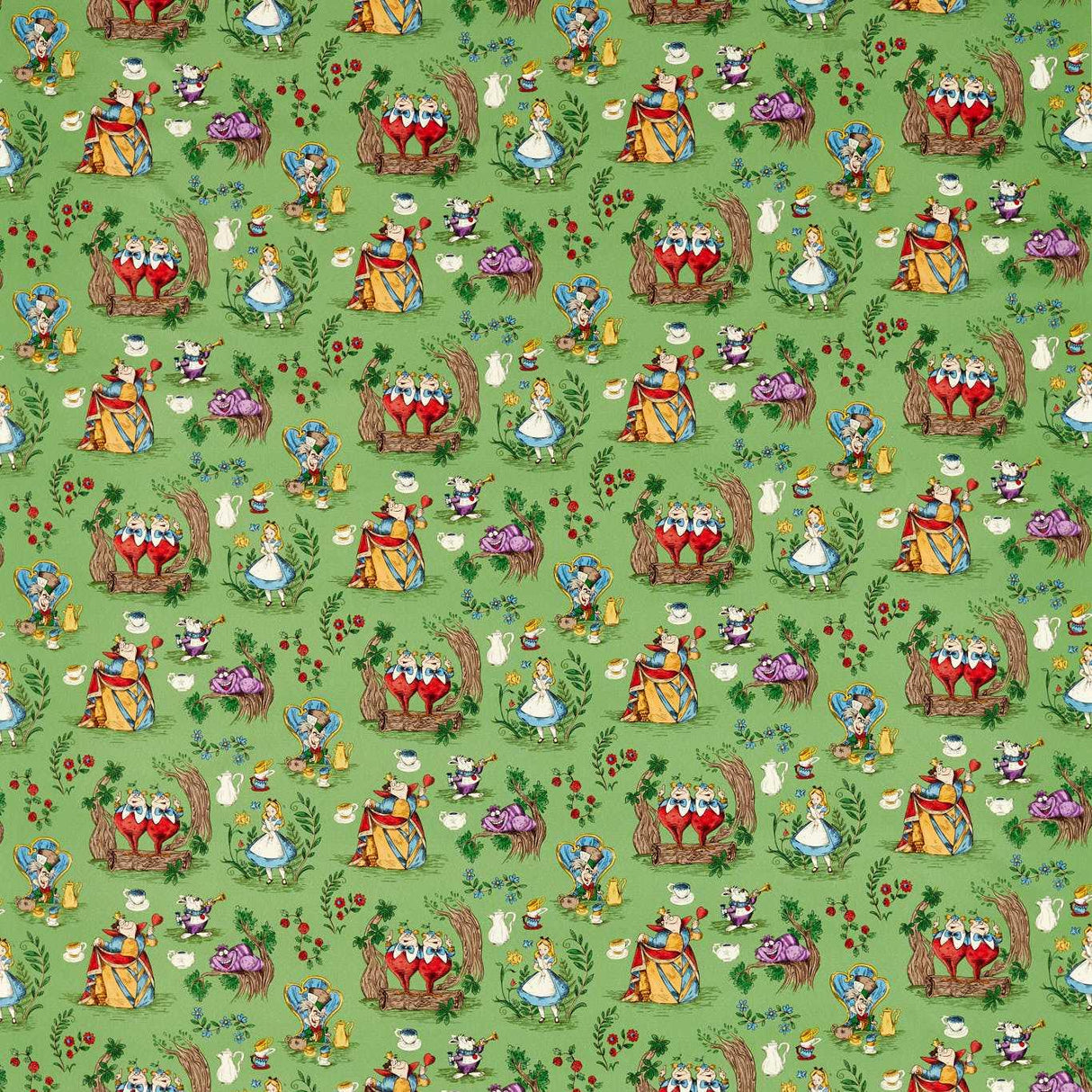Sanderson Alice in Wonderland Gumball Green Fabric