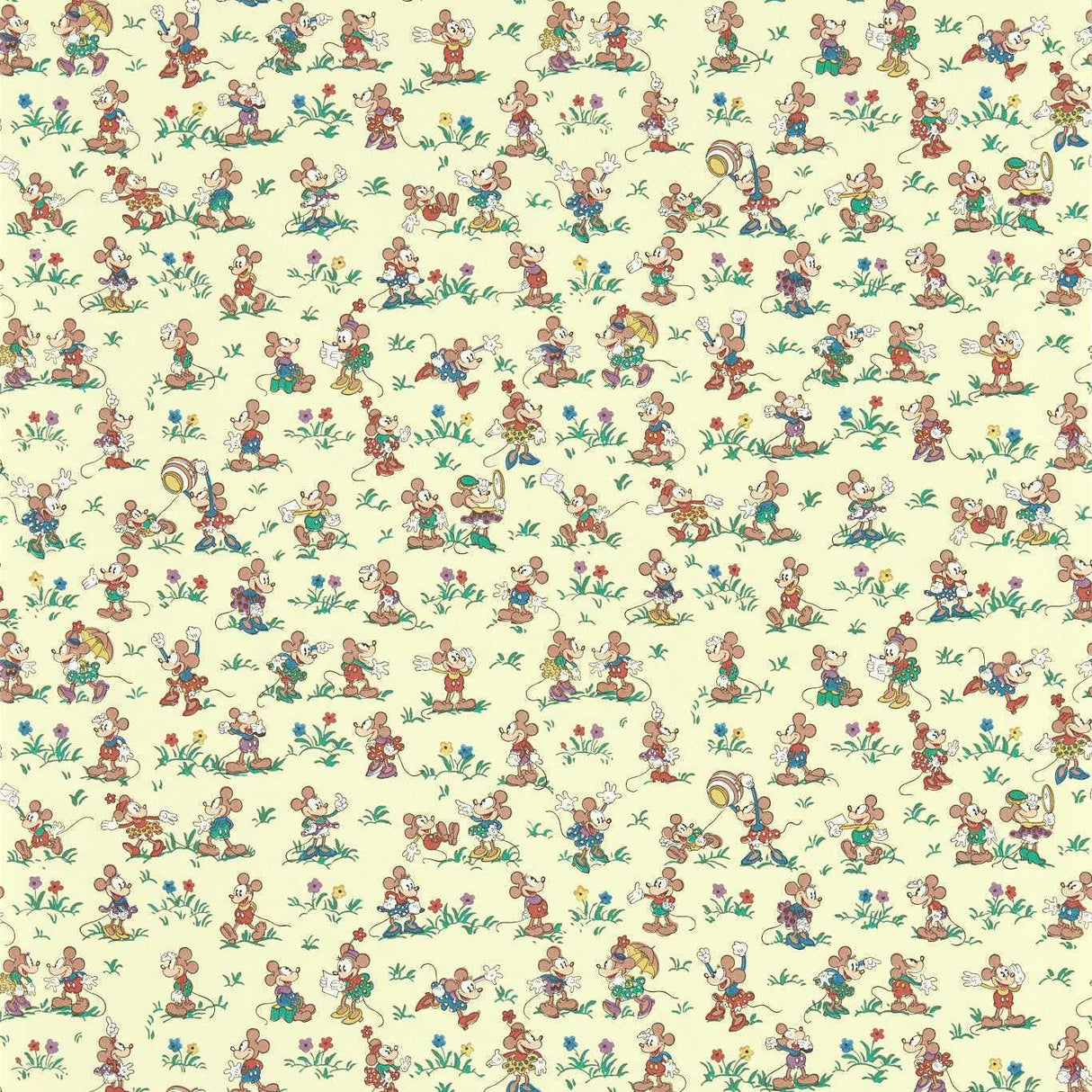 Sanderson Mickey & Minnie Rhubarb & Custard Wallpaper