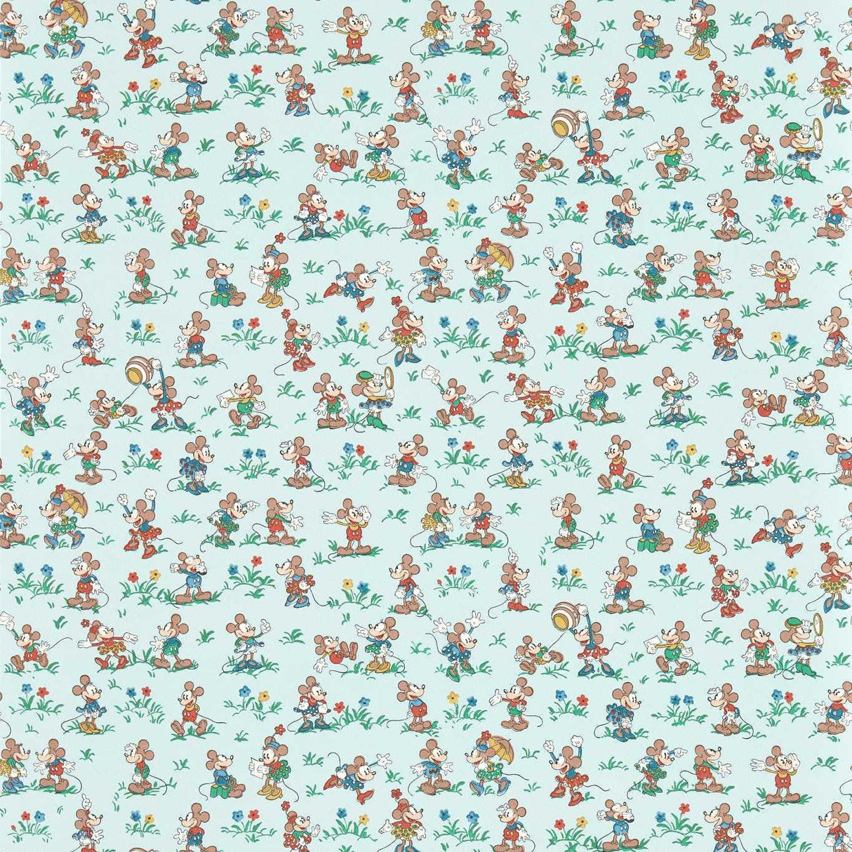 Sanderson Mickey & Minnie Bonbon Blue Wallpaper