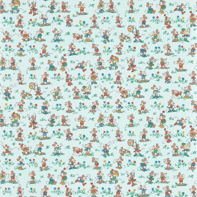 Sanderson Mickey & Minnie Bonbon Blue Wallpaper
