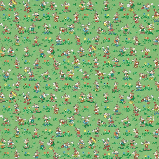 Sanderson Mickey & Minnie Gumball Green Wallpaper