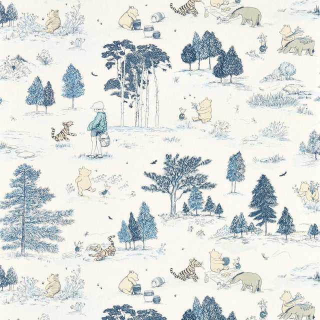 Sanderson Winnie the Pooh Bonbon Blue Wallpaper