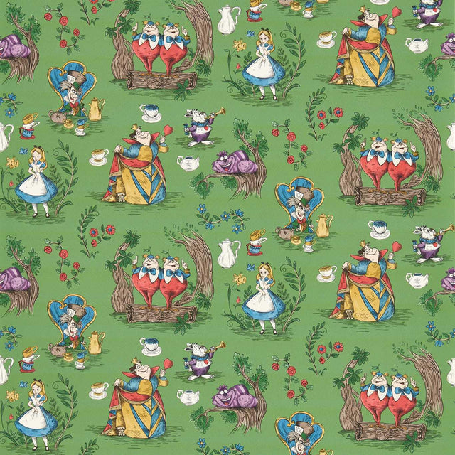Sanderson Alice in Wonderland Gumball Green Wallpaper