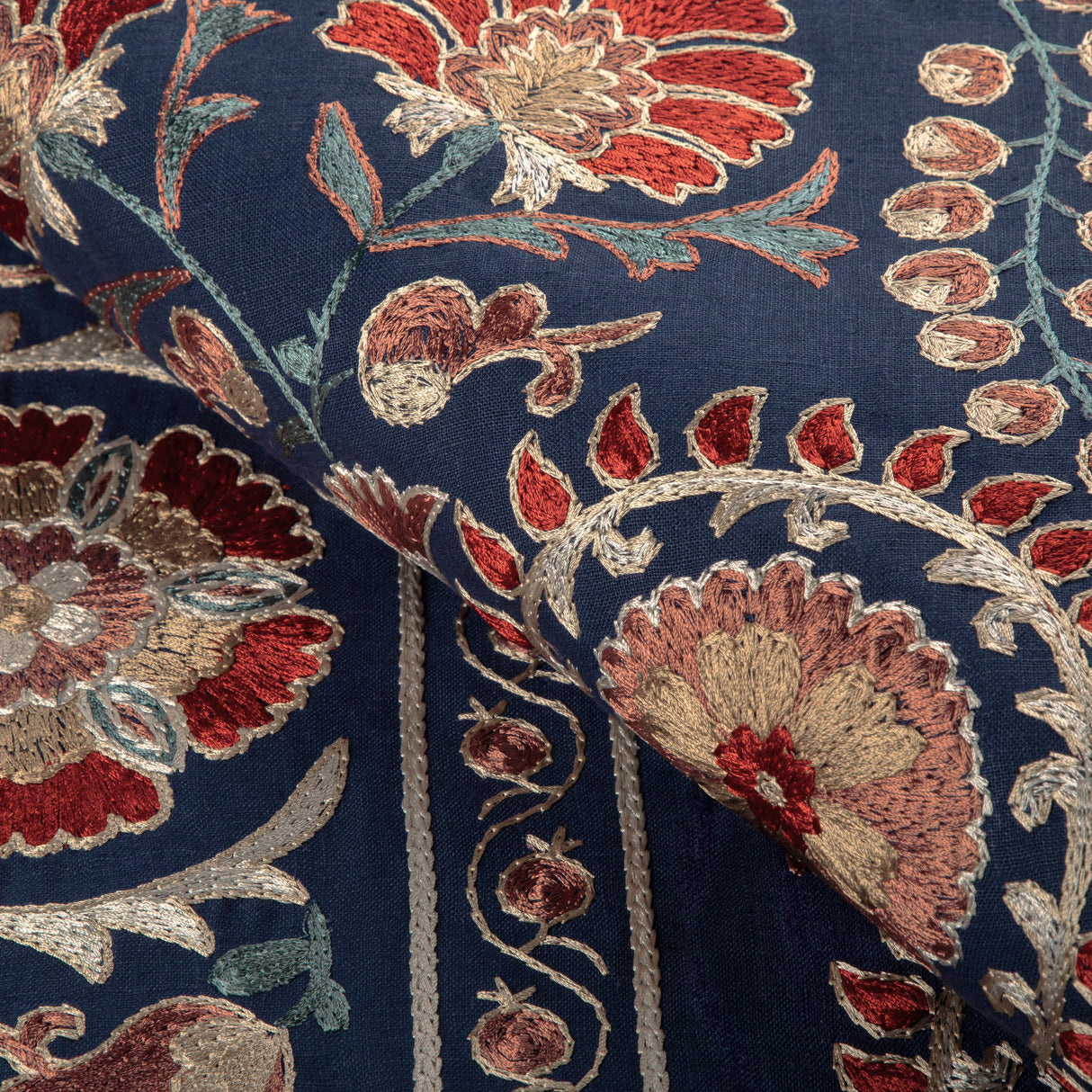Brunschwig & Fils SAANVI EMB BLUE/RED Fabric