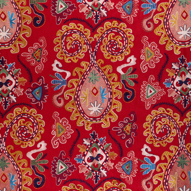 Brunschwig & Fils LAVALI EMB RED/GOLD Drapery Fabric