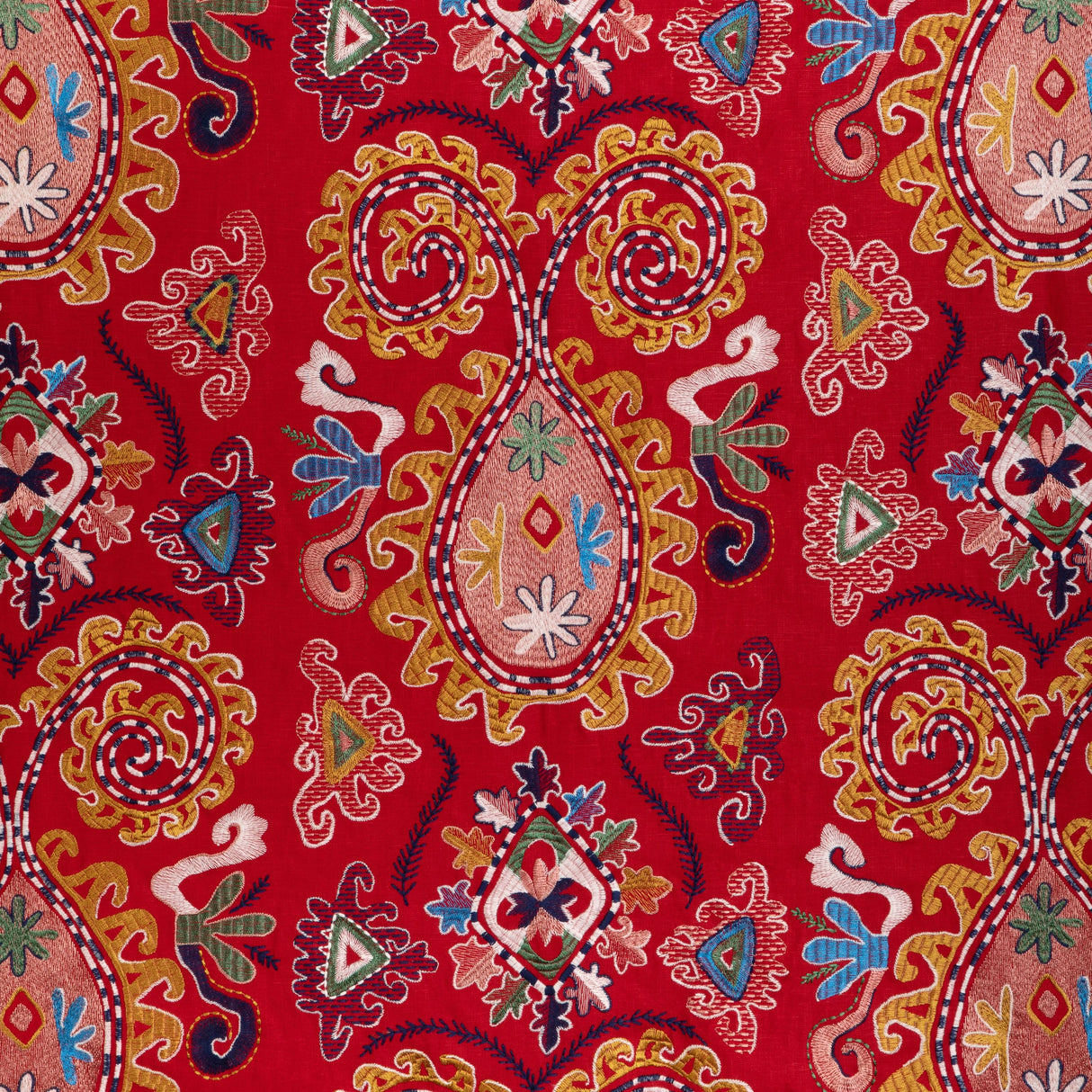 Brunschwig & Fils LAVALI EMB RED/GOLD Drapery Fabric