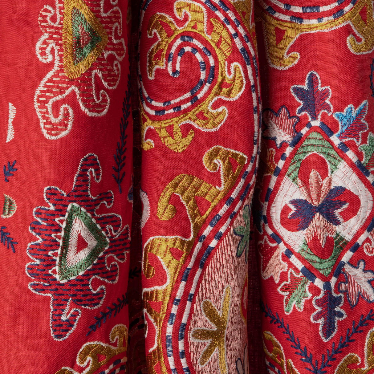 Brunschwig & Fils LAVALI EMB RED/GOLD Drapery Fabric