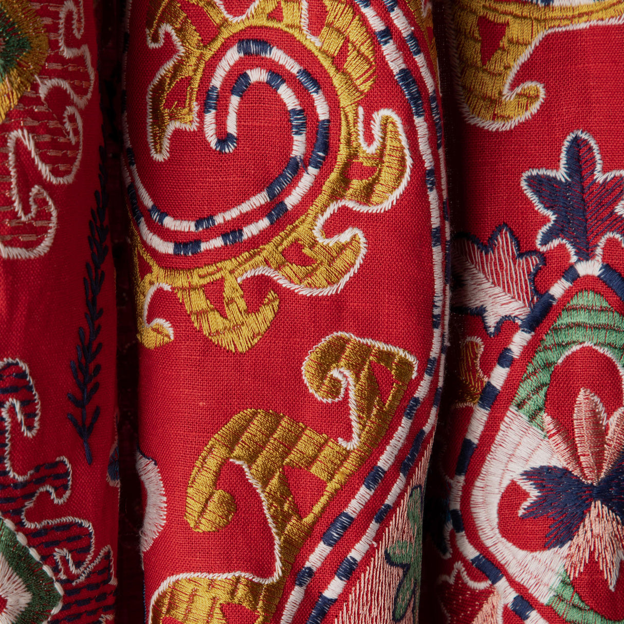 Brunschwig & Fils LAVALI EMB RED/GOLD Drapery Fabric