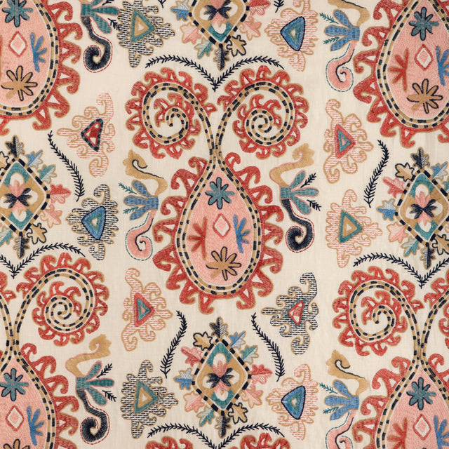 Brunschwig & Fils LAVALI EMB CORAL/SKY Drapery Fabric