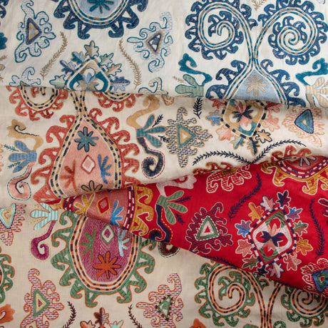 Brunschwig & Fils LAVALI EMB CORAL/SKY Drapery Fabric