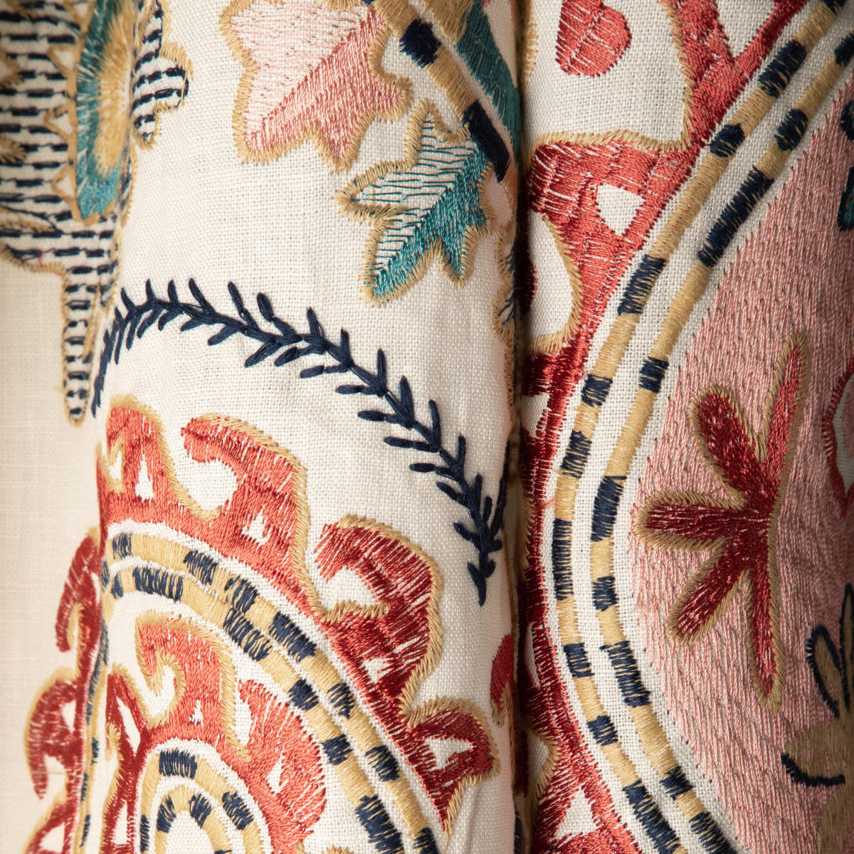 Brunschwig & Fils LAVALI EMB CORAL/SKY Drapery Fabric