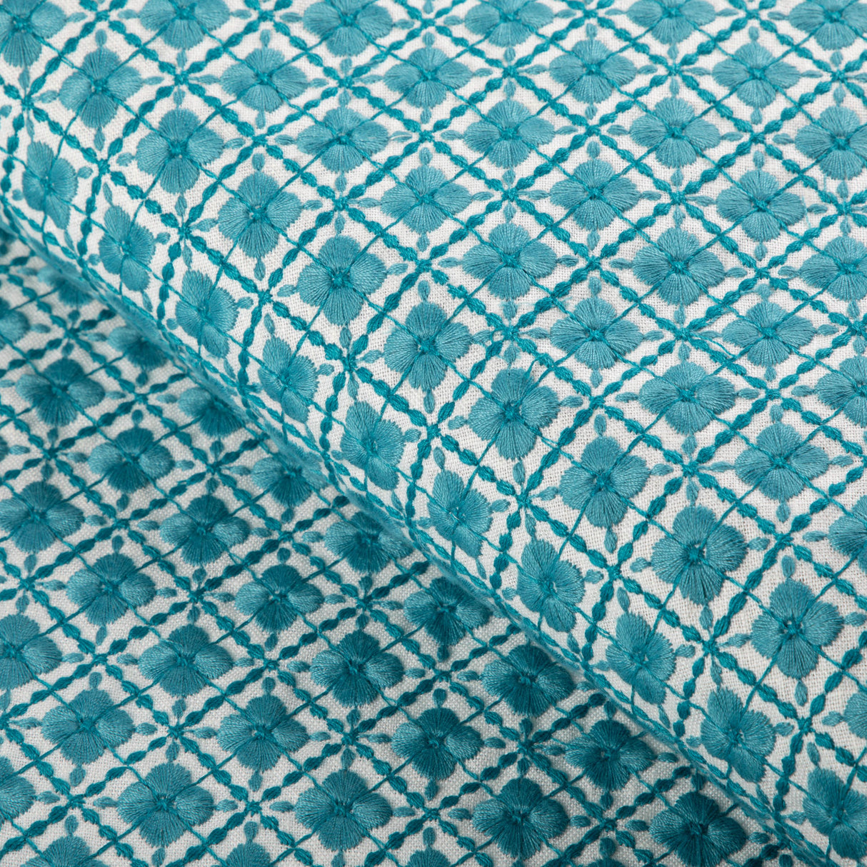 Brunschwig & Fils INES EMB AQUA Fabric