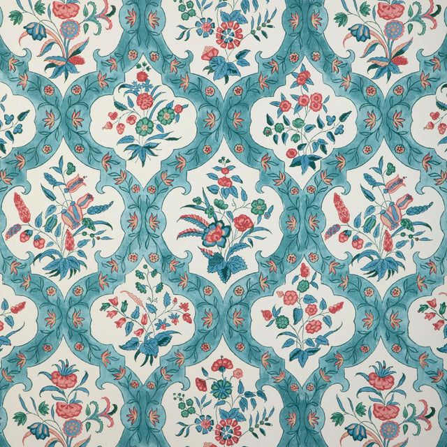 Brunschwig & Fils VENTOUX TEAL/ROSE Wallpaper