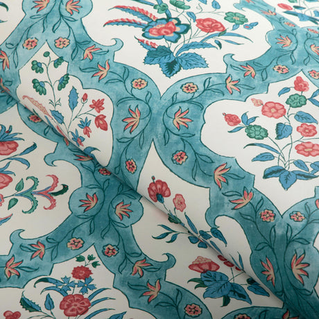 Brunschwig & Fils VENTOUX TEAL/ROSE Wallpaper
