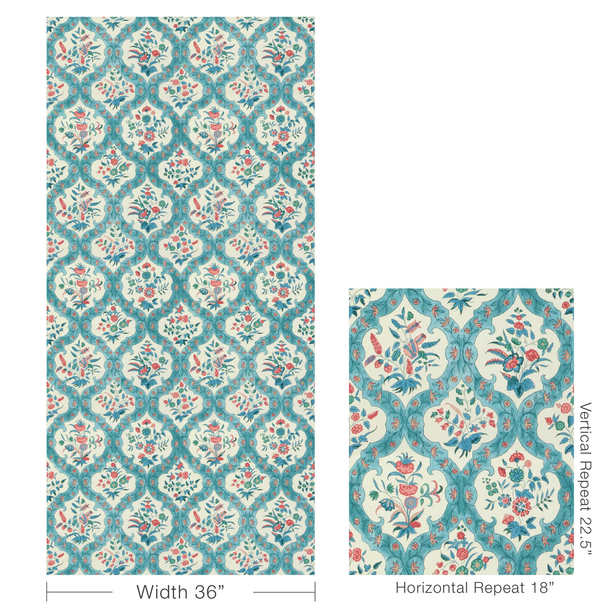 Brunschwig & Fils VENTOUX TEAL/ROSE Wallpaper
