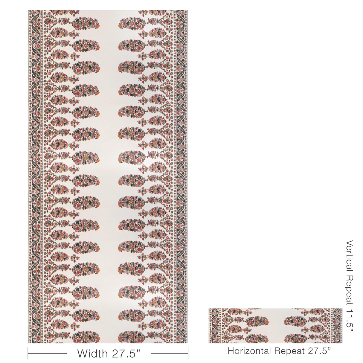 Brunschwig & Fils VISAN TEAL/ROSE Wallpaper