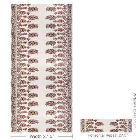 Brunschwig & Fils VISAN TEAL/ROSE Wallpaper