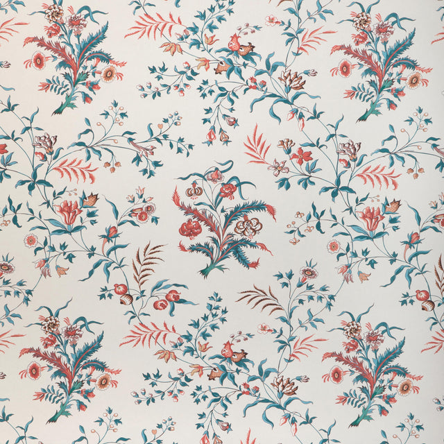 Brunschwig & Fils CHANCAY TEAL/ROSE Wallpaper