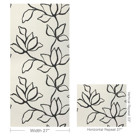 Kravet FLORAL SKETCH WP ONYX Wallpaper