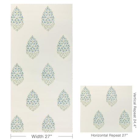 Kravet ATELIER PAISLEY WP BLUE SAGE Wallpaper